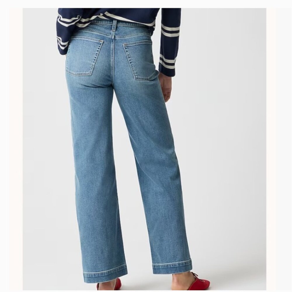 J. Crew Classic Wide Leg Jean In All-day Stretch, 28 TALL, Kingston Wash